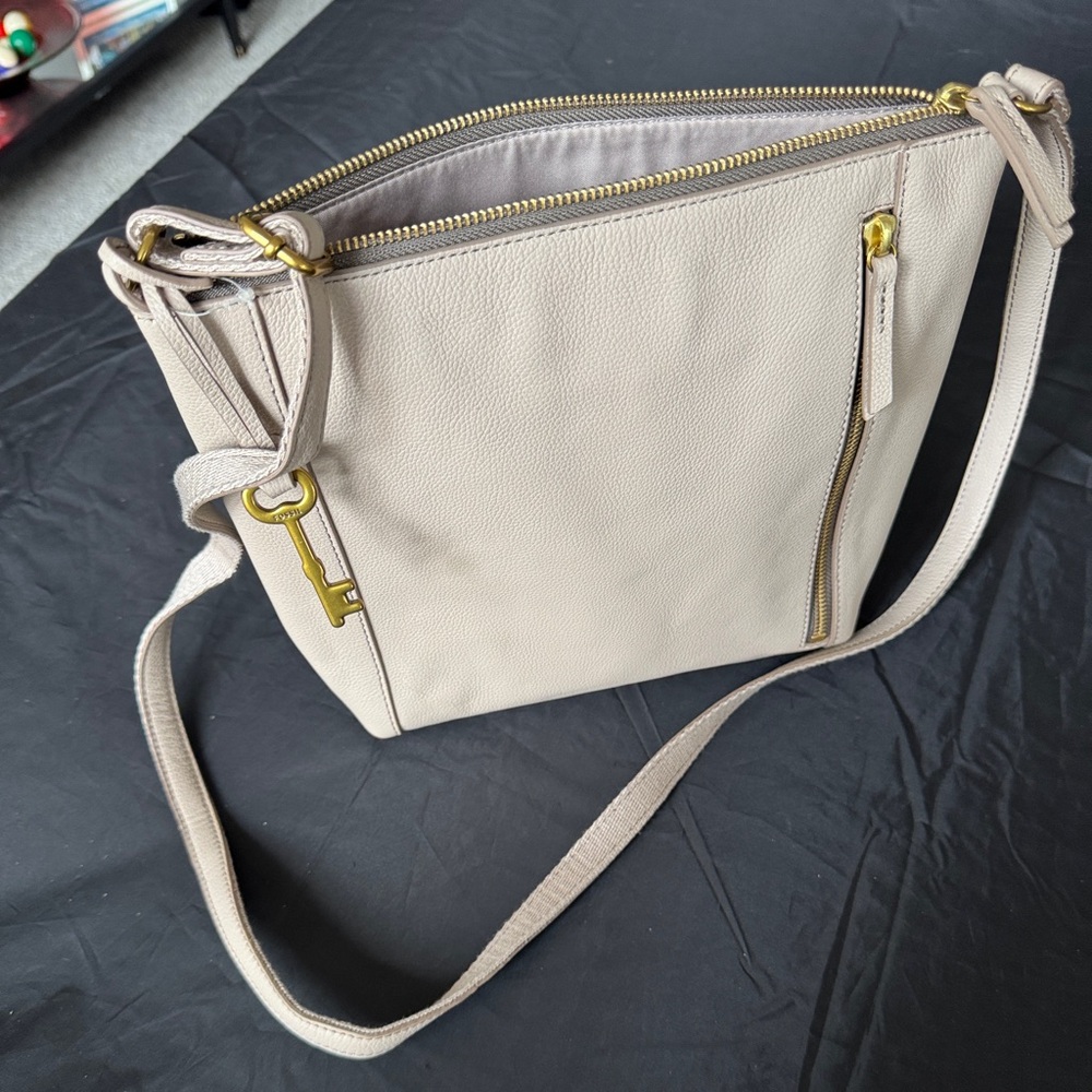 CK Signature Monogram Cream Crossbody Bag - Picture 3 of 5
